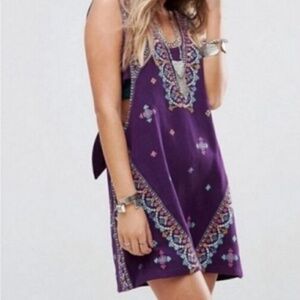 Free People Never Been Boho Embroidered Mini Dress M Gone Tomorrow